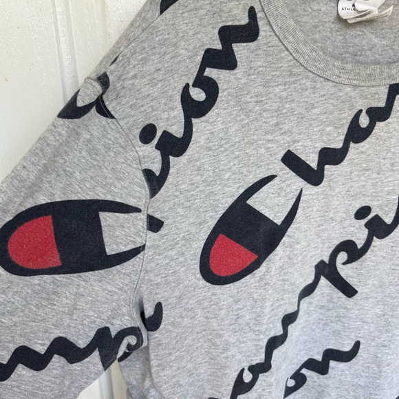 Champion men’s The Heritage All Over Explode Script Tee in Oxford Grey large - Picture 5 of 5